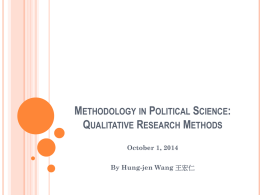 Methodology in Political Science: Qualitative Research Methods