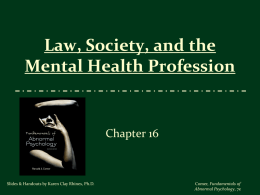 Law, Society, and the Mental Health Profession