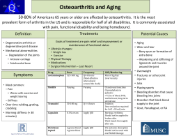 Osteoarthritis and Aging 50-80% of Americans 65 years or
