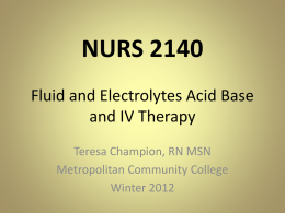 NURS 2140 Fluid and Electrolytes Acid Base and IV
