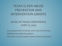 Texas Elder Abuse Prevention and Intervention Grants