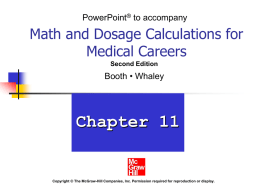 Chapter 12 Calculations for Special Populations - McGraw