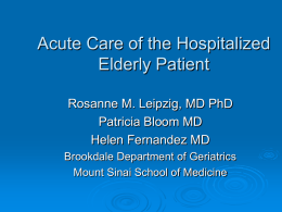 Acute Care of the Hospitalized Elderly Patient