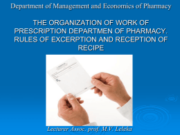 05 The organizations of work of prescriptions department