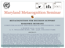 Metacognition Seminar Series - UMD Department of Computer