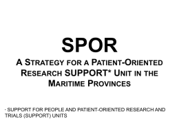 SPOR January 8 2013 meeting - Maritime SPOR SUPPORT Unit