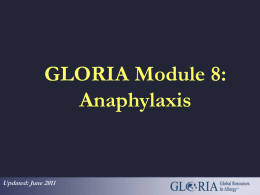 GLORIA Module 8: Anaphylaxis