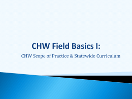 CHW Field Basics I: