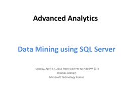 Advanced Analytics - Chicago SQL BI User Group > Home