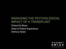 Managing the pyschological impact of a transplant