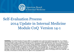 Self-Evaluation Process 2014 Update in Internal Medicine