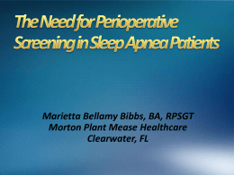 Perioperative Screening for Obstructive Sleep Apnea Patient Safety
