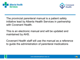 Accessing The Provincial Parenteral Manual