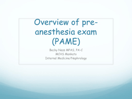 Overview of pre-anesthesia exam