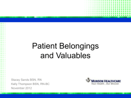Patient Personal Belongings and Valuables Policy