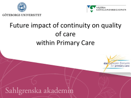 EFPC Position Paper: Future impact of continuity on quality of care