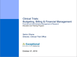 Clinical Trials Budgeting Billing Financial Management