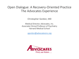 Advancing Recovery - Open Dialogue Therapy