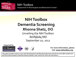 Presentation: NIH Toolbox Dementia Screening