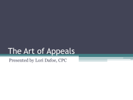 August 14, 2014 The Art of Appeals