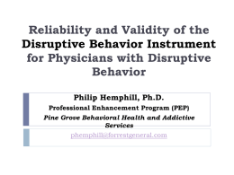 Disruptive Behavior Instrument History and Development
