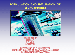 Formulation and evaluation of microspheres