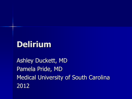 Delirium - Clinical Departments - Medical University of South Carolina
