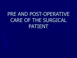 pre and post-operative care of the surgical patient