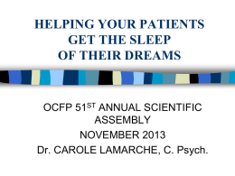 Dr. Carole Lamarche, C. Psych. Program