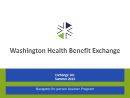Exchange Functions & Services - Washington Health Benefit