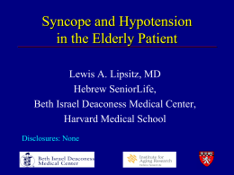Syncope and Hypotension in the Elderly Patient