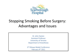 Stopping Smoking Before Surgery : Advantages and Issues