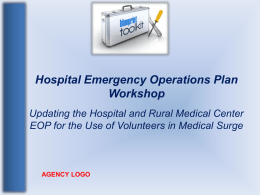 APC Hospital Emergency Operations Plan Orientation Workshop