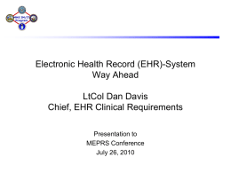 Electronic Health Record (EHR) System Way Ahead