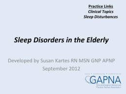 Sleep Disorders in the Elderly - Gerontological Advanced Practice