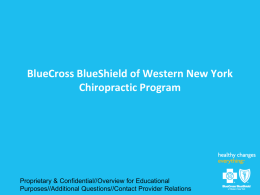 Chiropractic Program - BlueCross BlueShield of Western New York