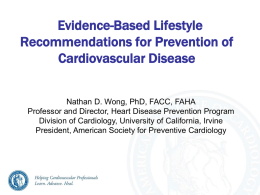 Evidence-Based Lifestyle Measures for Prevention on CVD