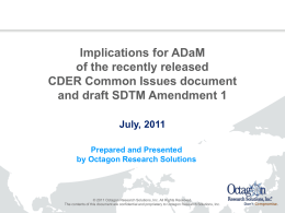 ADaM implications from CDER Common Issues doc