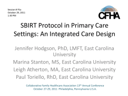 SBIRT Protocol in Primary Care Settings