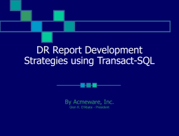 Introduction to Microsoft`s SQL Reporting Services in a