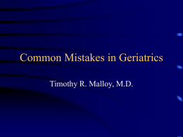 Common Mistaked in Geriatrics