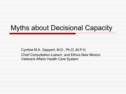 Myths about Decisional Capacity