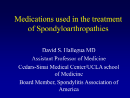 Benefits and risks of treatment of Spondyloarthropathies