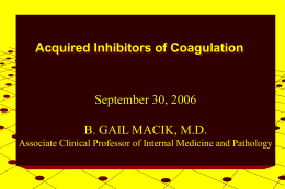 Acquired Inhibitors of Coagulation