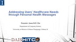 Addressing Users’ Healthcare Needs through Personal Health