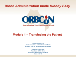 Module 1 - Transfusion Ontario