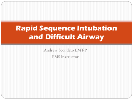 Difficult Airway and Rapid Sequence Intubation
