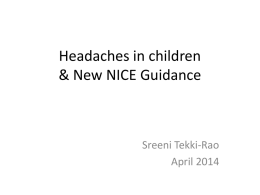Headaches in children & New NICE Guidance