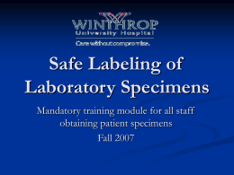 Safe Labeling of blood specimens