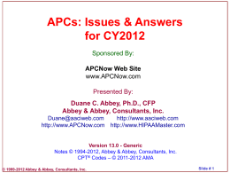 APC/OPPS Update for CY2012